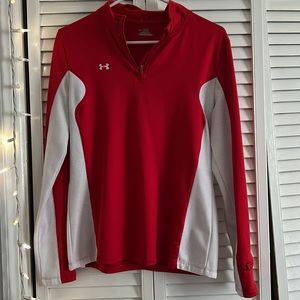 red quarter zip